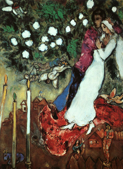 Lovers With 3 Candles by Marc Chagall